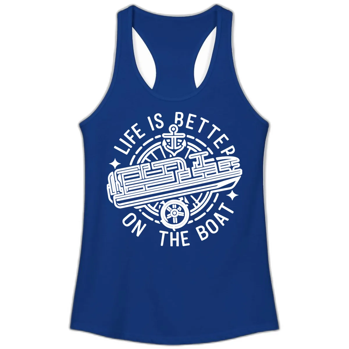 Life Is Better On The Boat Design Ladies Tank in Solid Royal