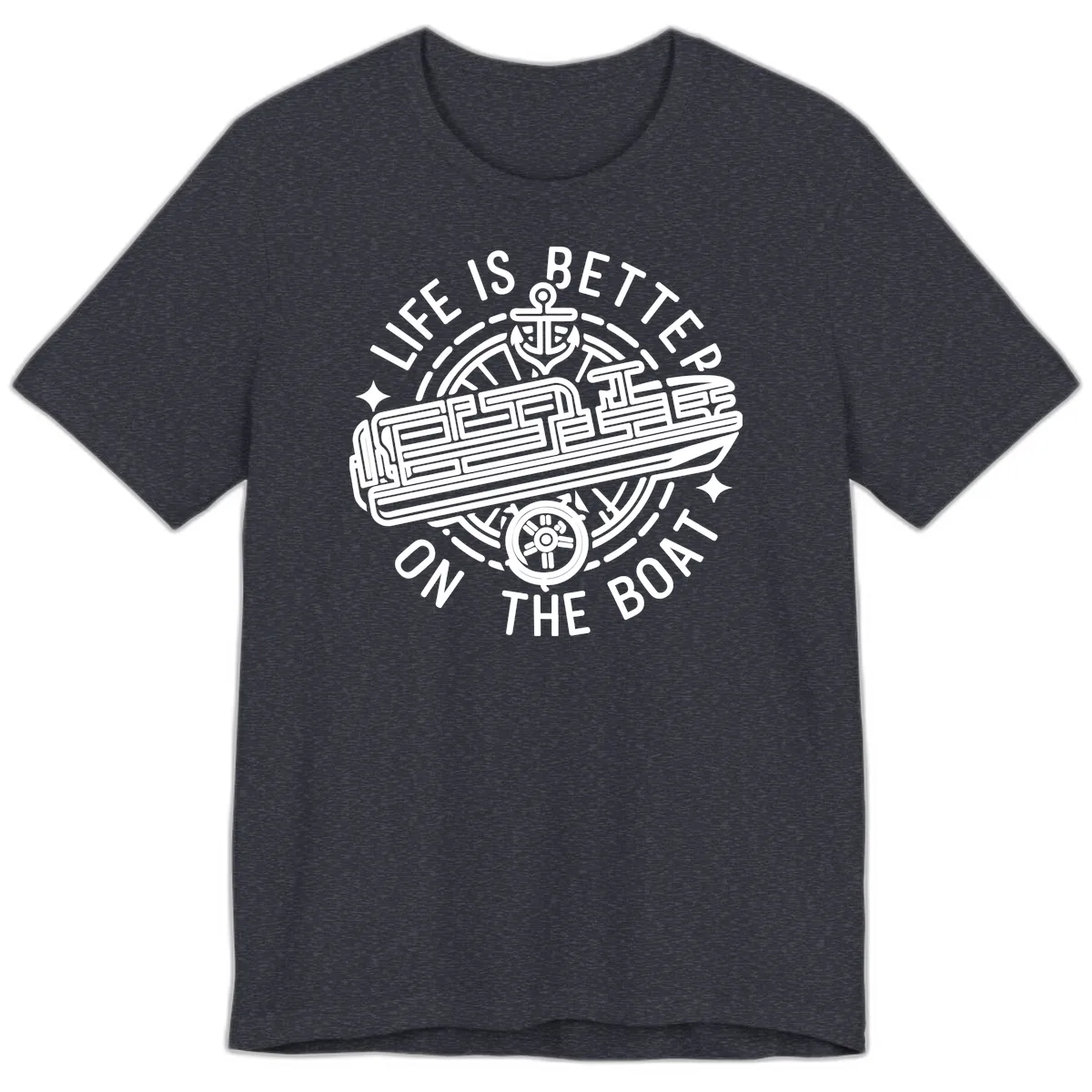 Life Is Better On The Boat Design Premium T-Shirt in Heather Navy