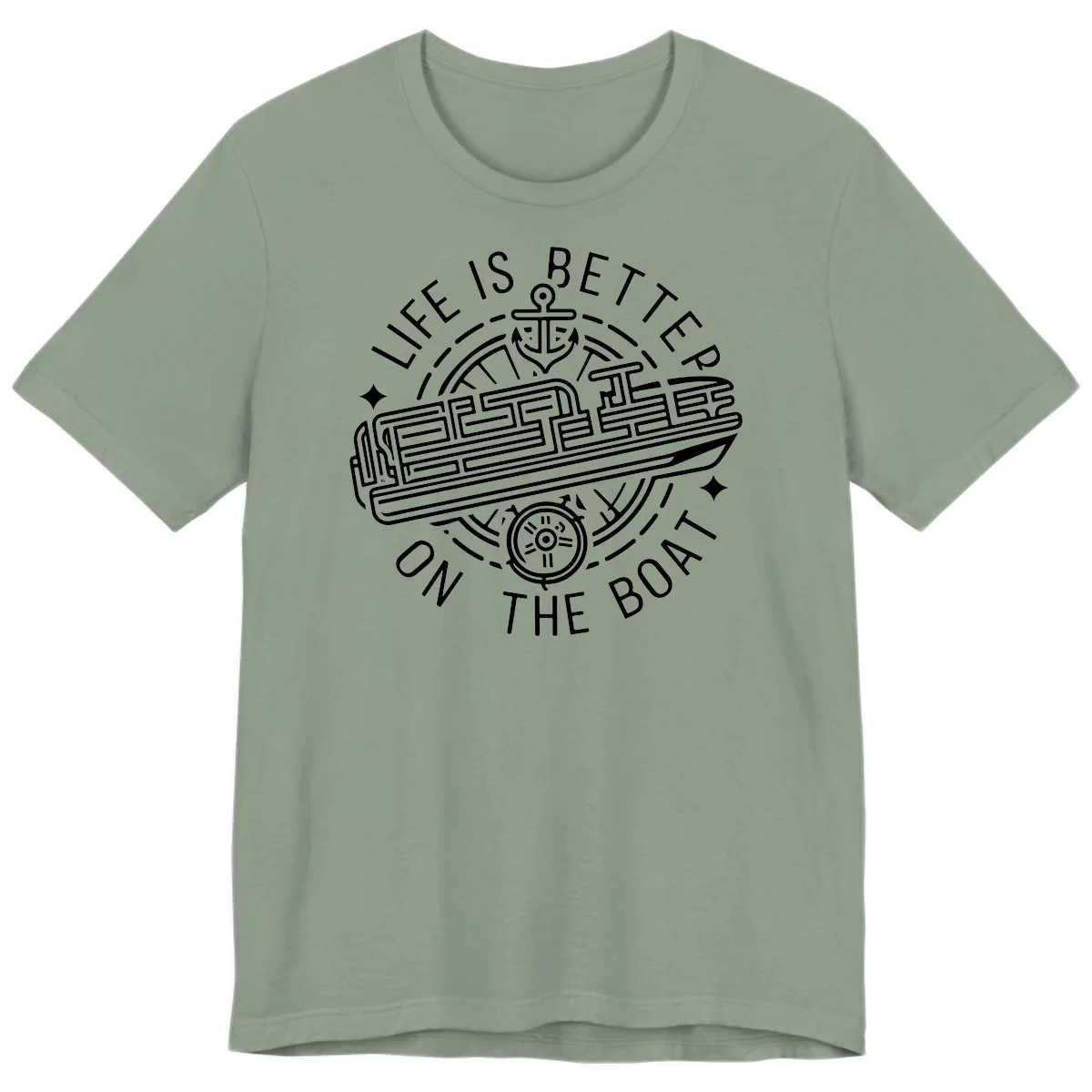 Life Is Better On The Boat Design Premium T-Shirt in Sage