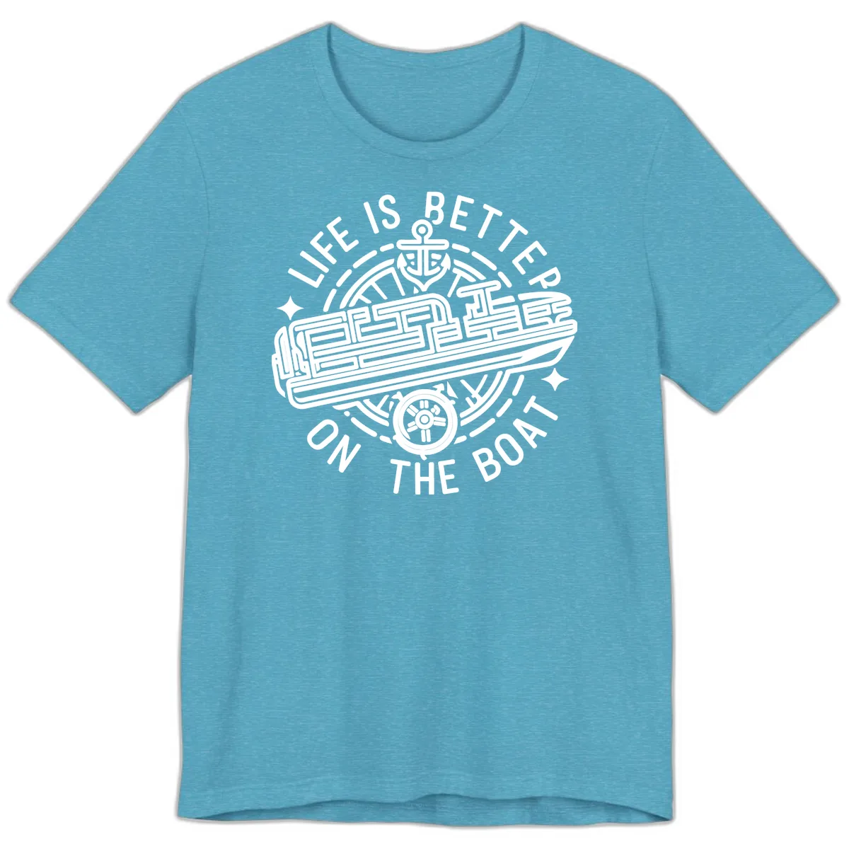 Life Is Better On The Boat Design Premium T-Shirt in Heather Aqua