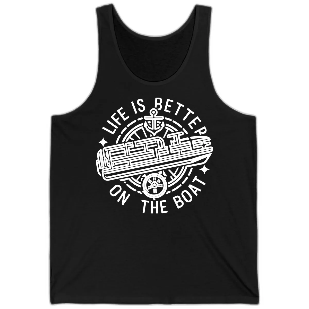 Life Is Better On The Boat Design Tank in Black