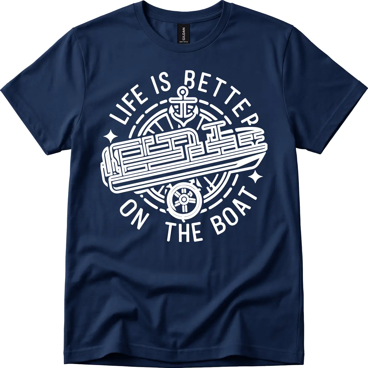 Life Is Better On The Boat Design T-Shirt in Navy