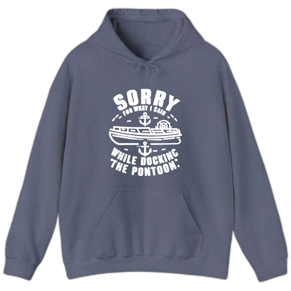Sorry For What I Said While Docking Hoodie in Heather Navy