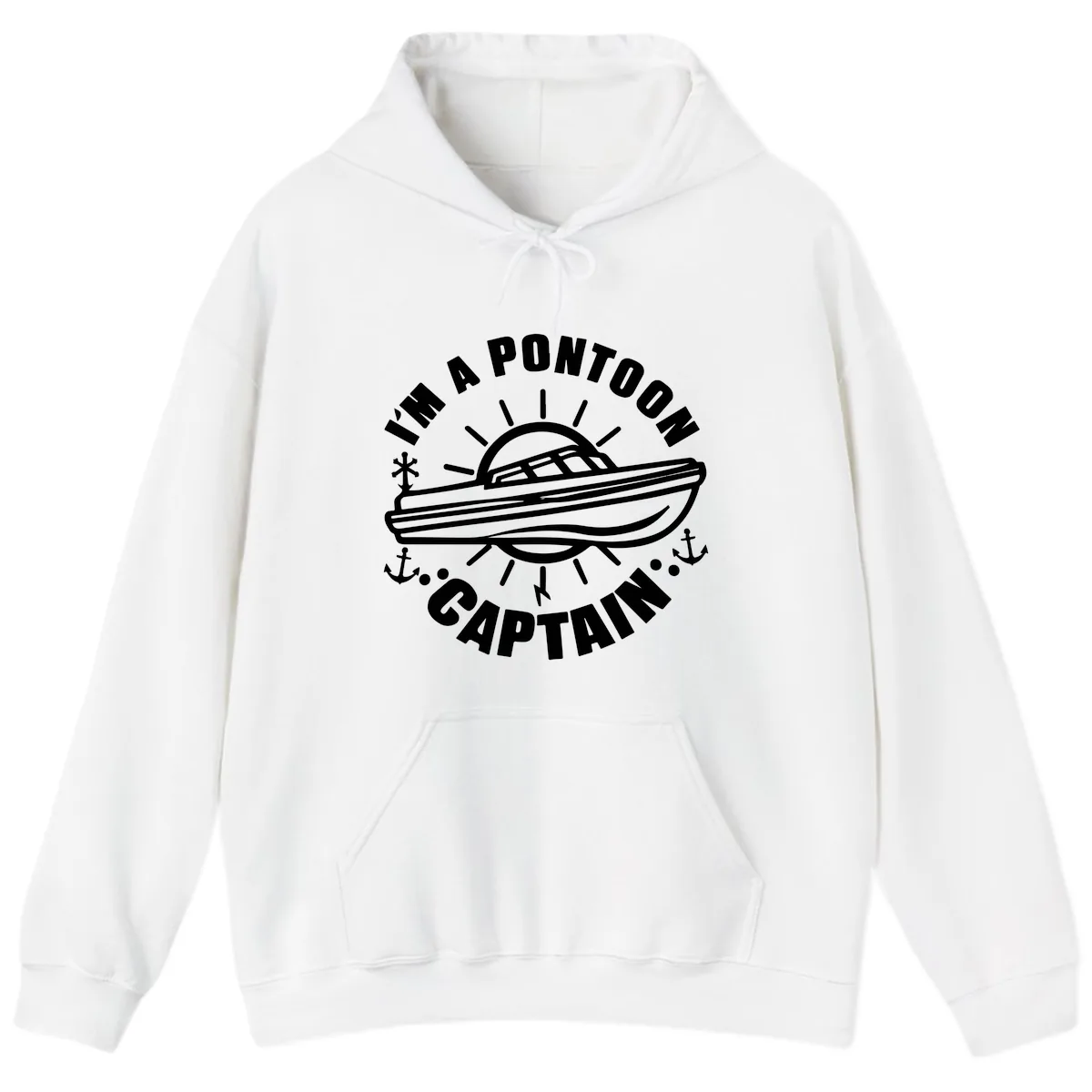 I'm A Pontoon Captain Boat Design Hoodie in White