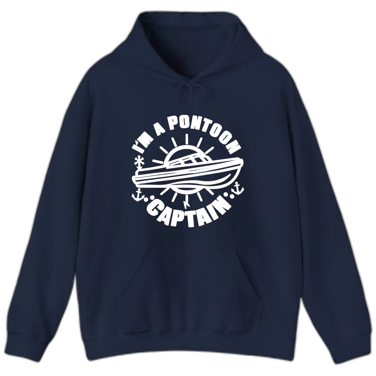 I'm A Pontoon Captain Boat Design Hoodie in Navy