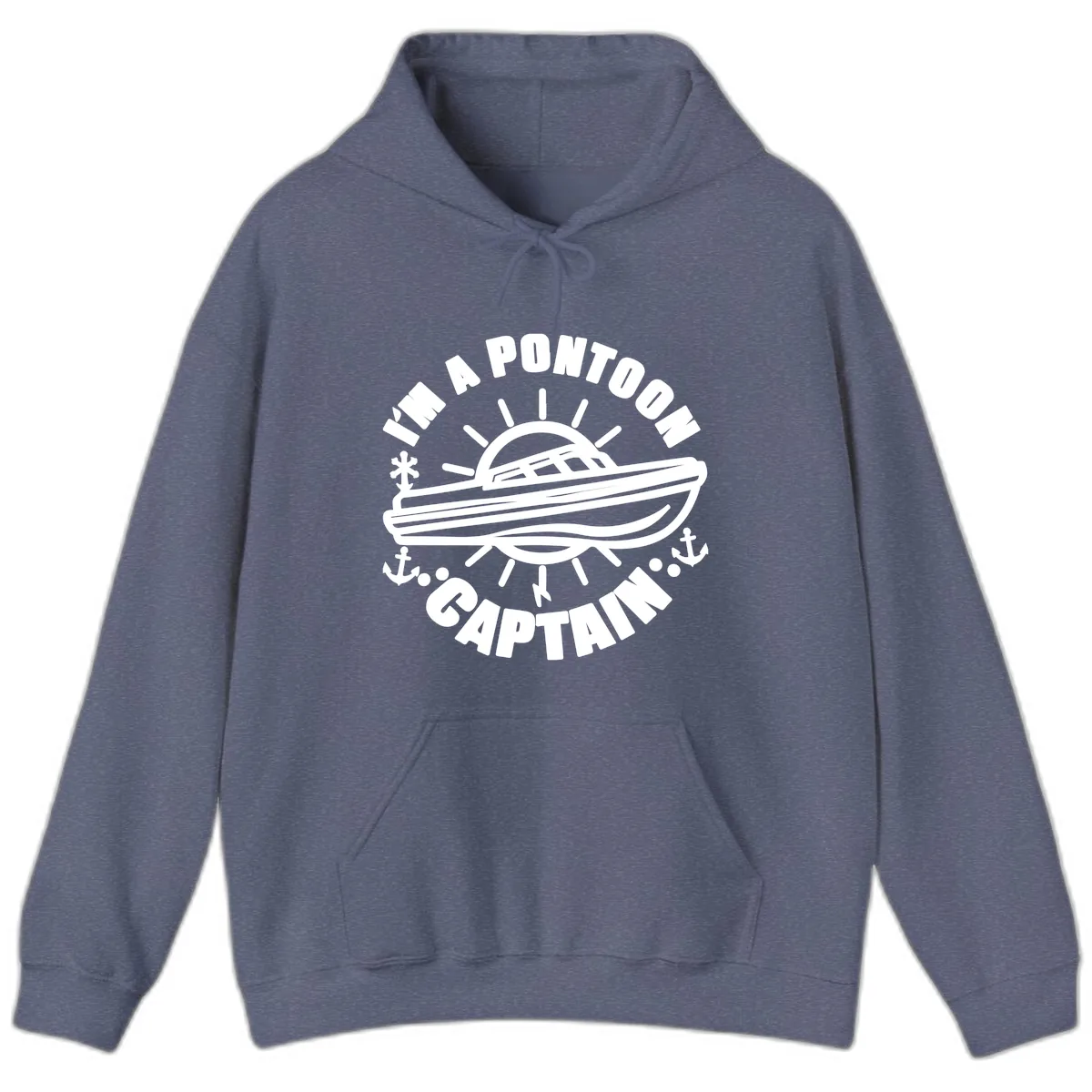 I'm A Pontoon Captain Boat Design Hoodie in Heather Navy