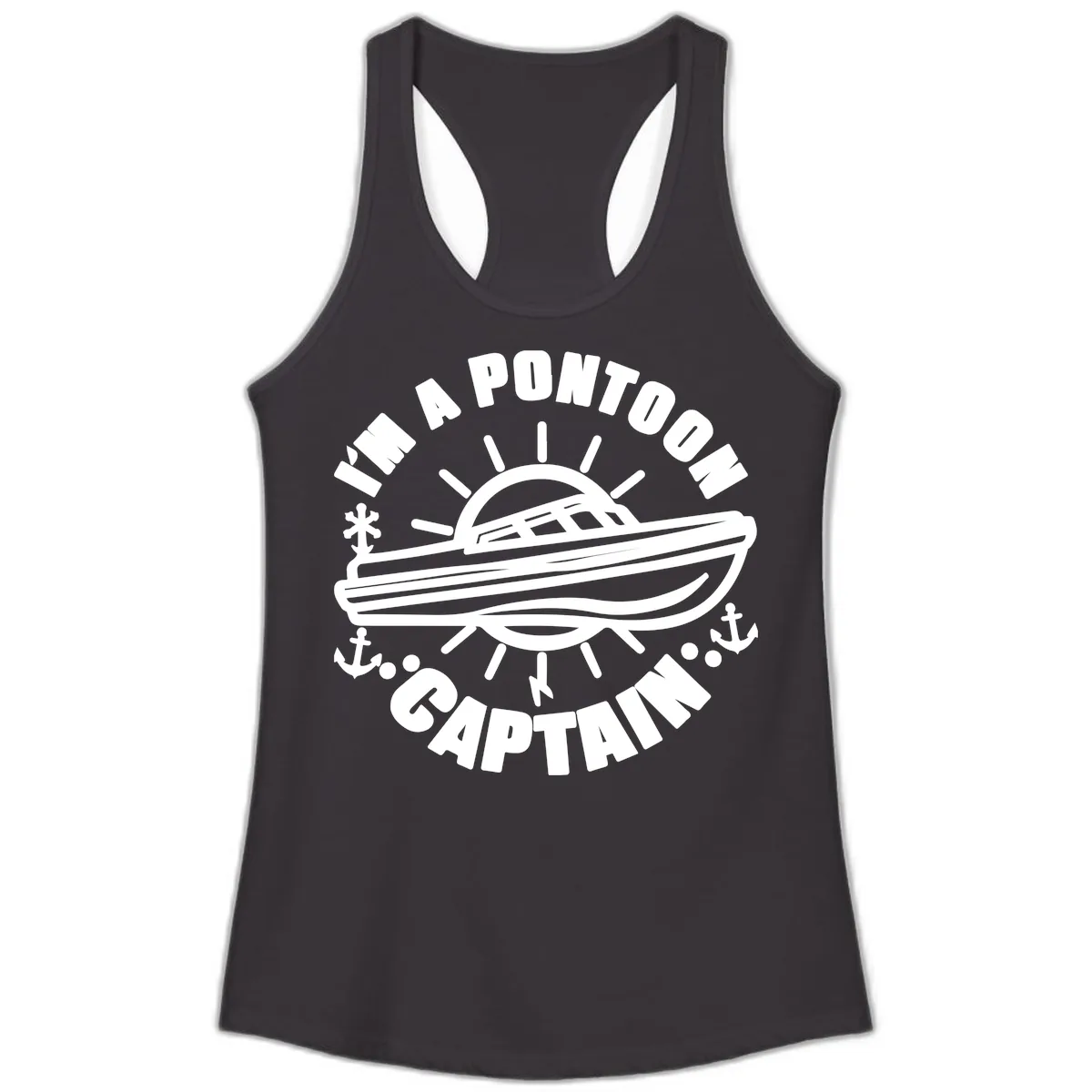 I'm A Pontoon Captain Boat Design Ladies Tank in Black