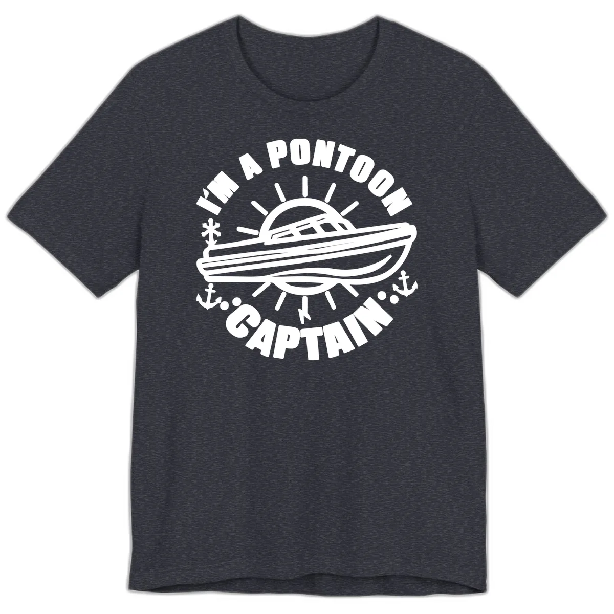 I'm A Pontoon Captain Boat Design Premium T-Shirt in Heather Navy