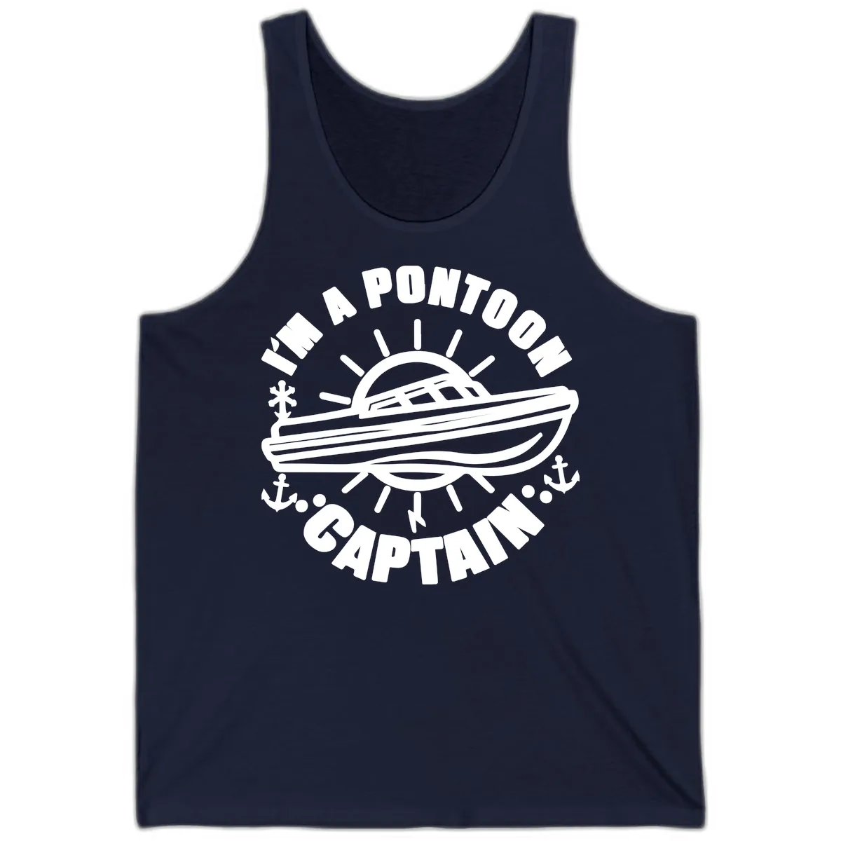 I'm A Pontoon Captain Boat Design Tank in Navy