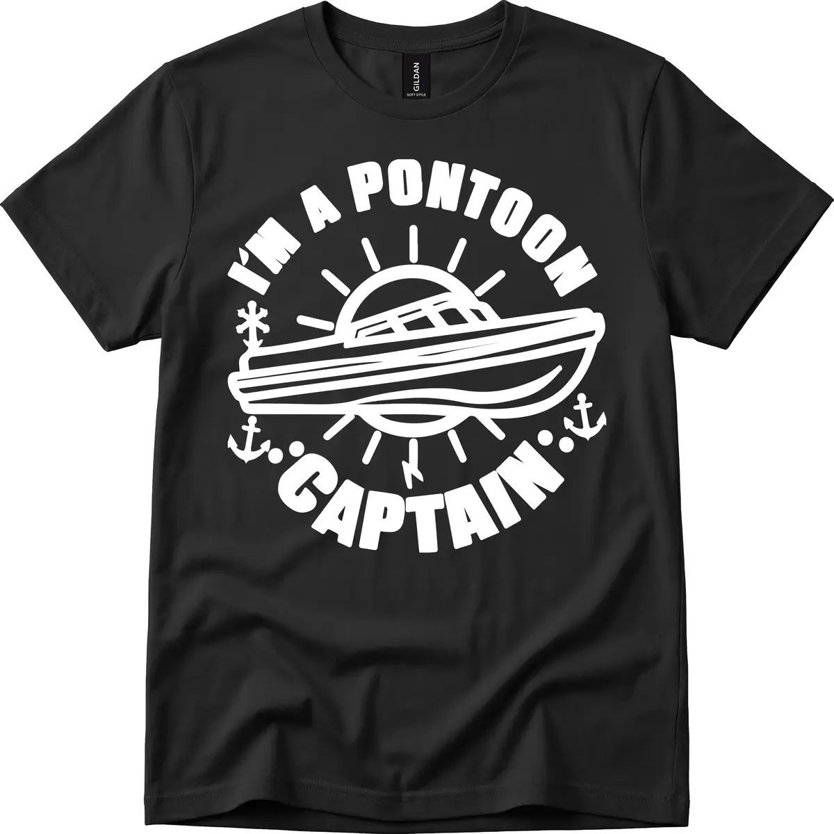 I'm A Pontoon Captain Boat Design T-Shirt in Black