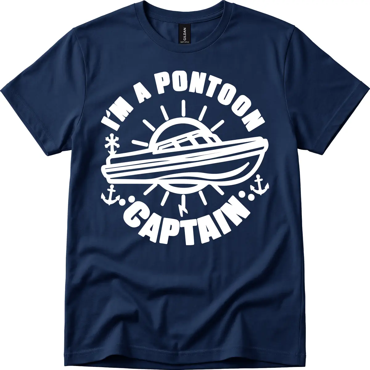 I'm A Pontoon Captain Boat Design T-Shirt in Navy