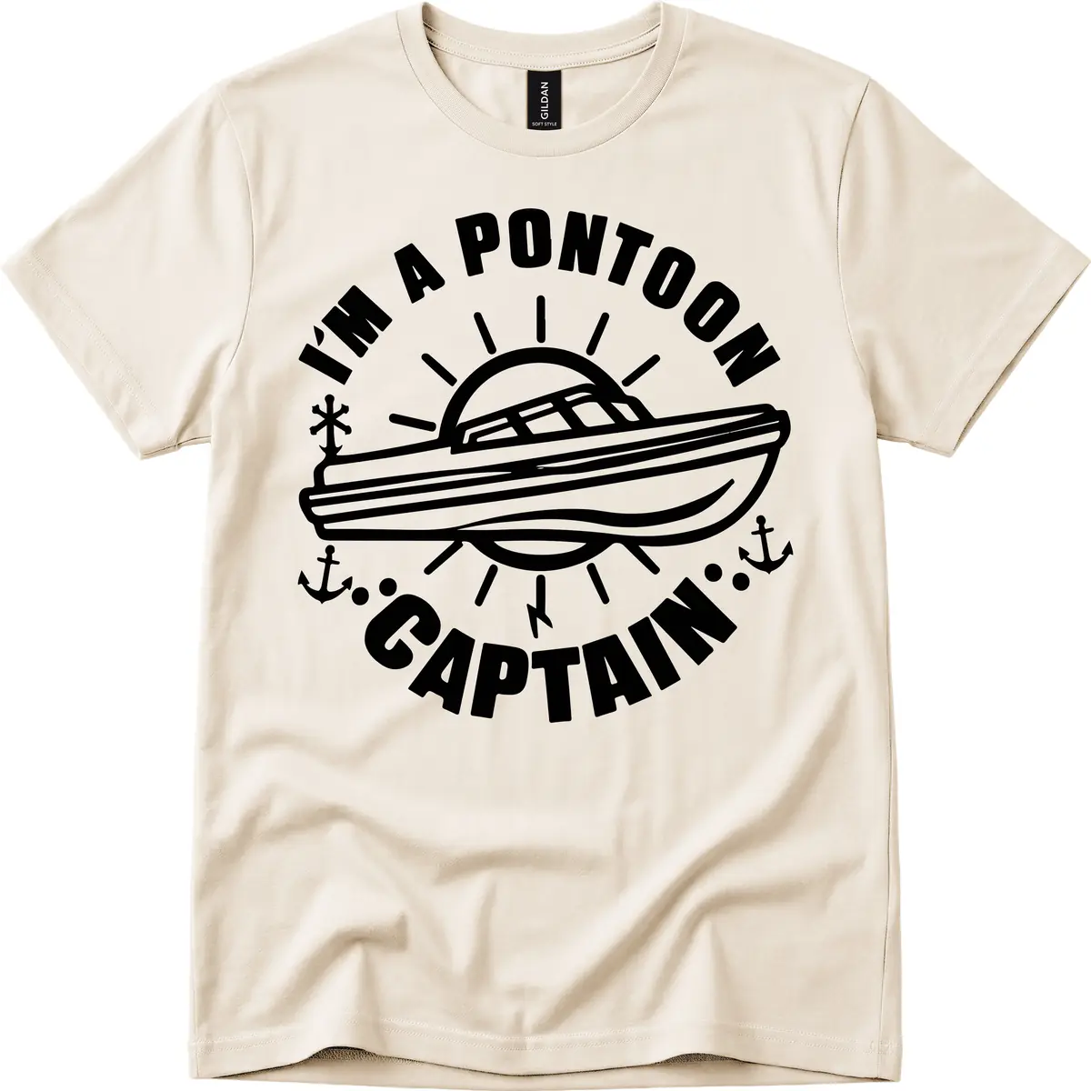 I'm A Pontoon Captain Boat Design T-Shirt in Natural