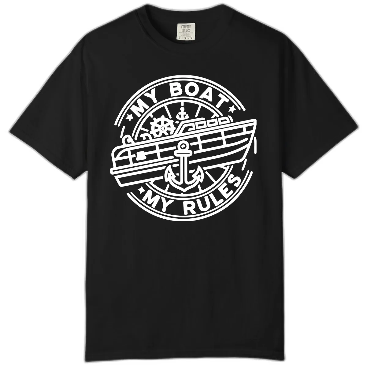 My Boat My Rules Nautical Stamp Comfort Color in Black