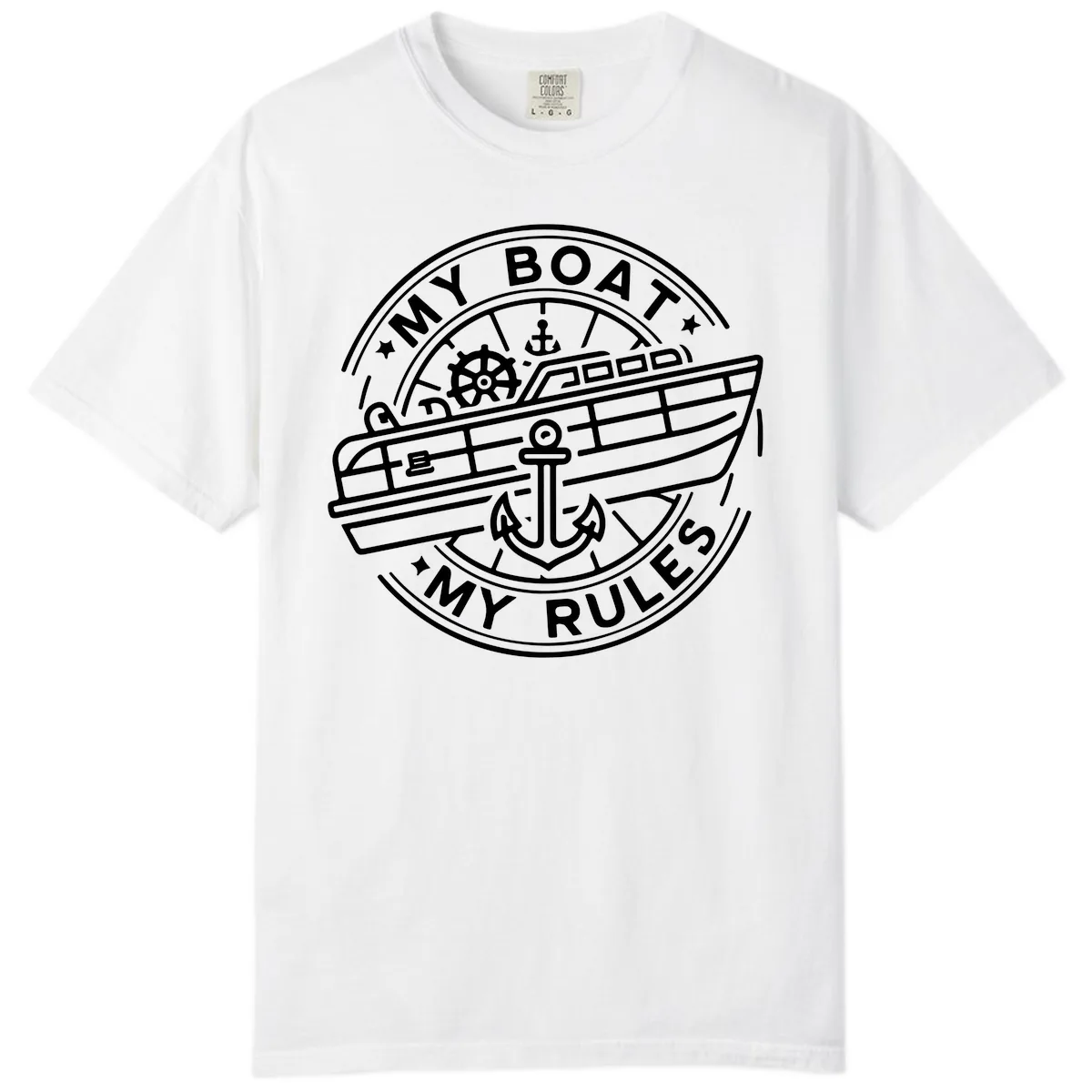 My Boat My Rules Nautical Stamp Comfort Color in White