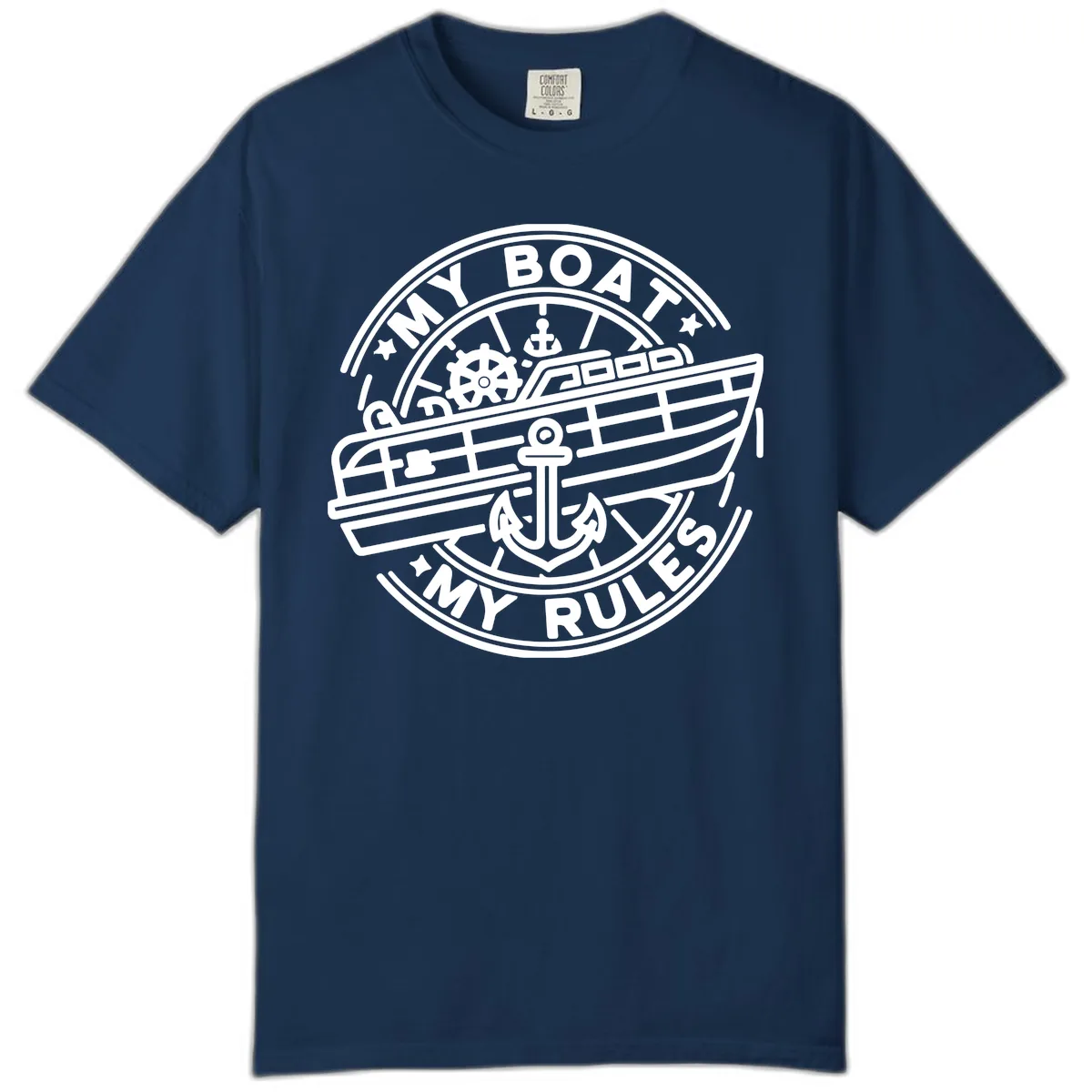 My Boat My Rules Nautical Stamp Comfort Color in Navy