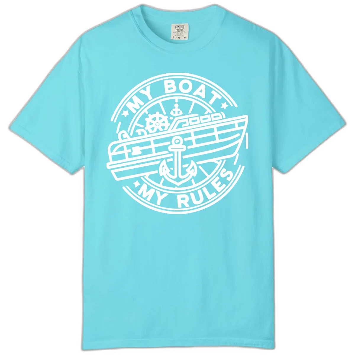 My Boat My Rules Nautical Stamp Comfort Color in Lagoon Blue