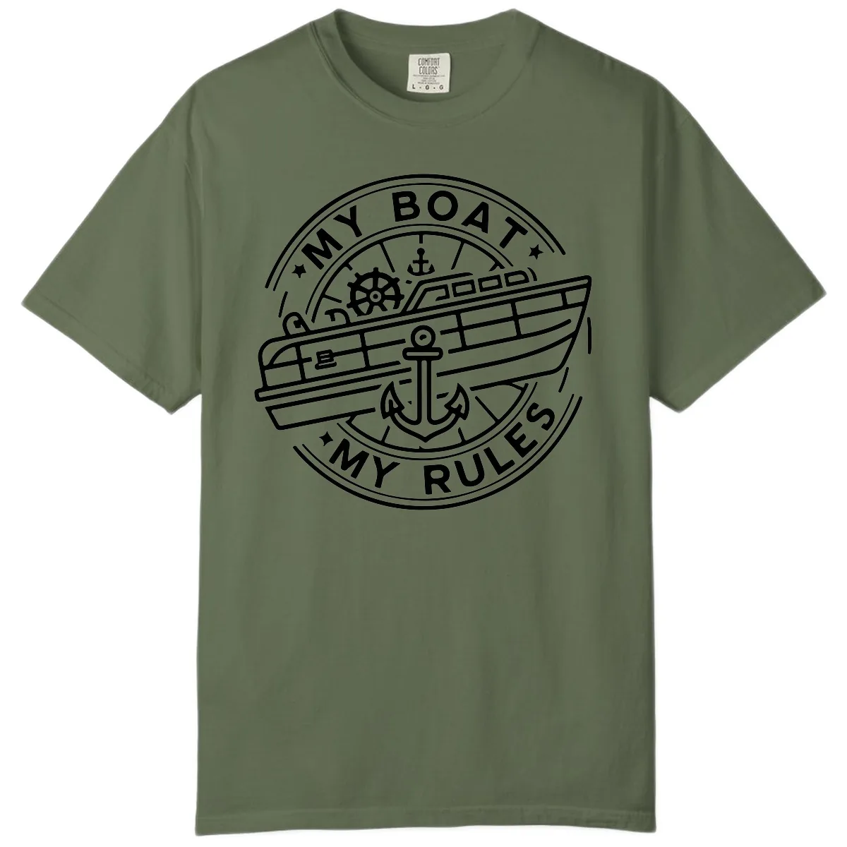 My Boat My Rules Nautical Stamp Comfort Color in Sage
