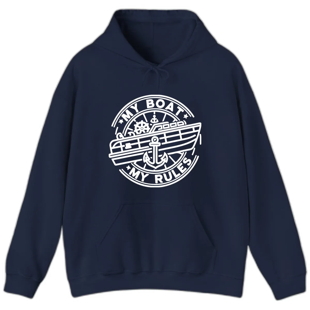 My Boat My Rules Nautical Stamp Hoodie in Navy
