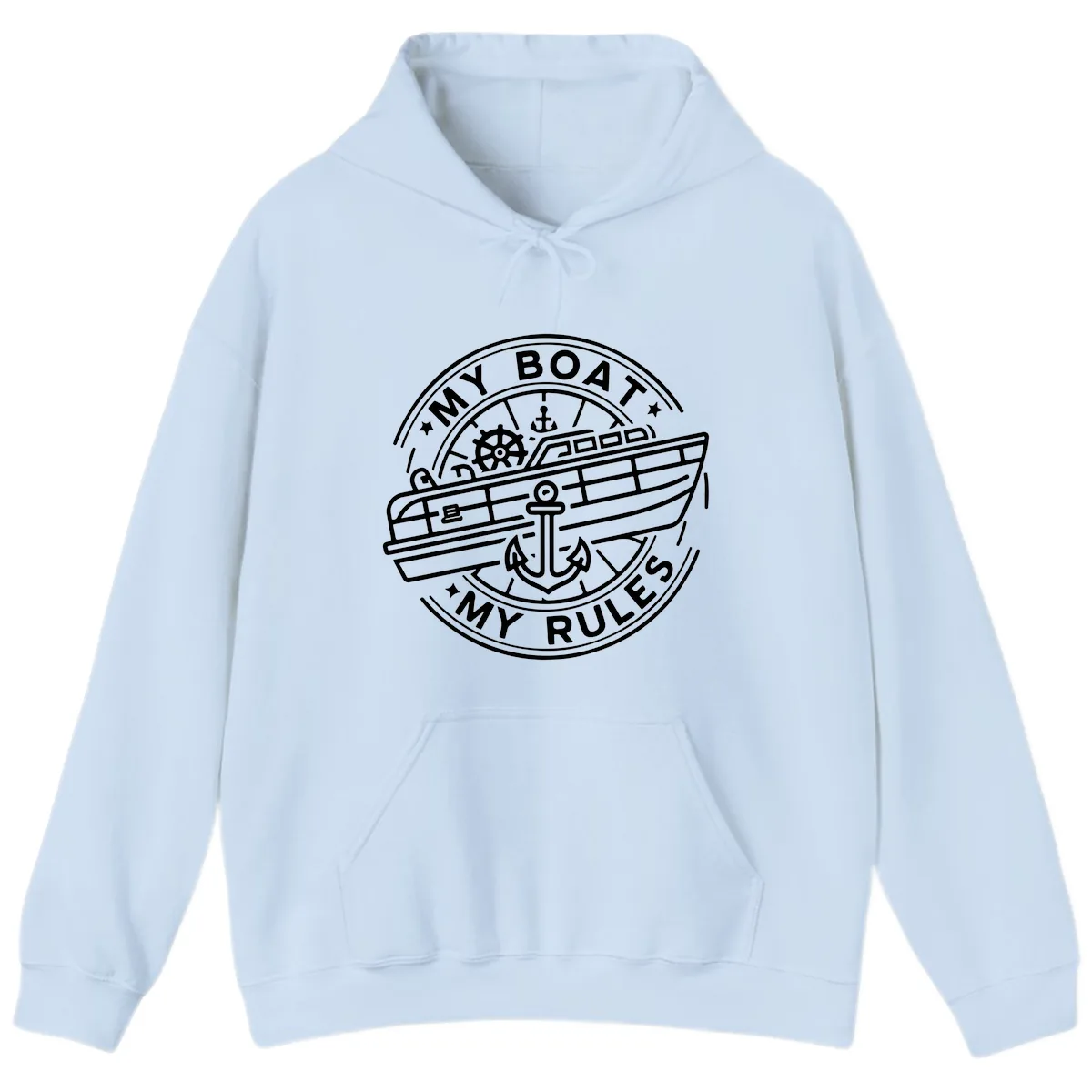 My Boat My Rules Nautical Stamp Hoodie in Light Blue