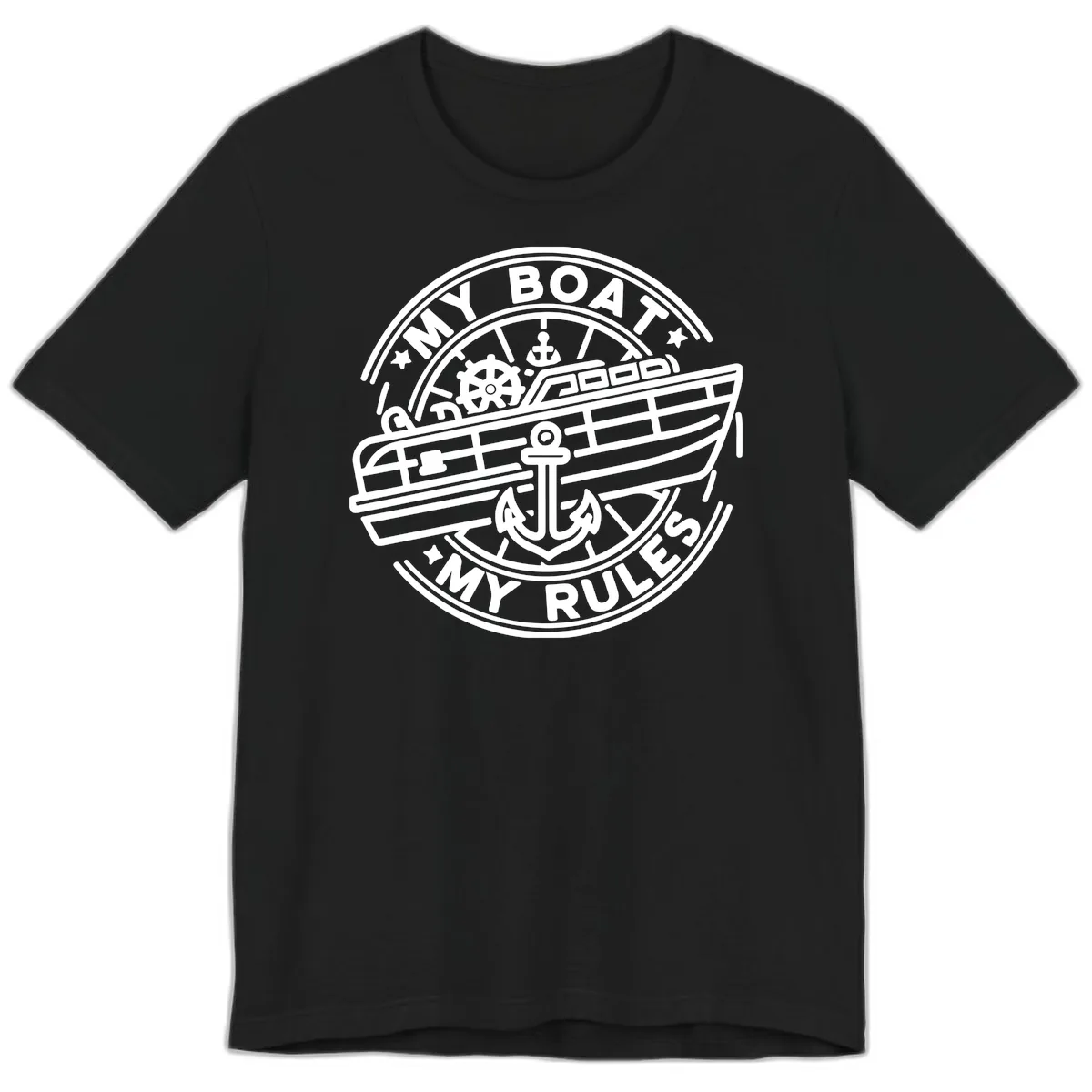 My Boat My Rules Nautical Stamp Premium T-Shirt in Black