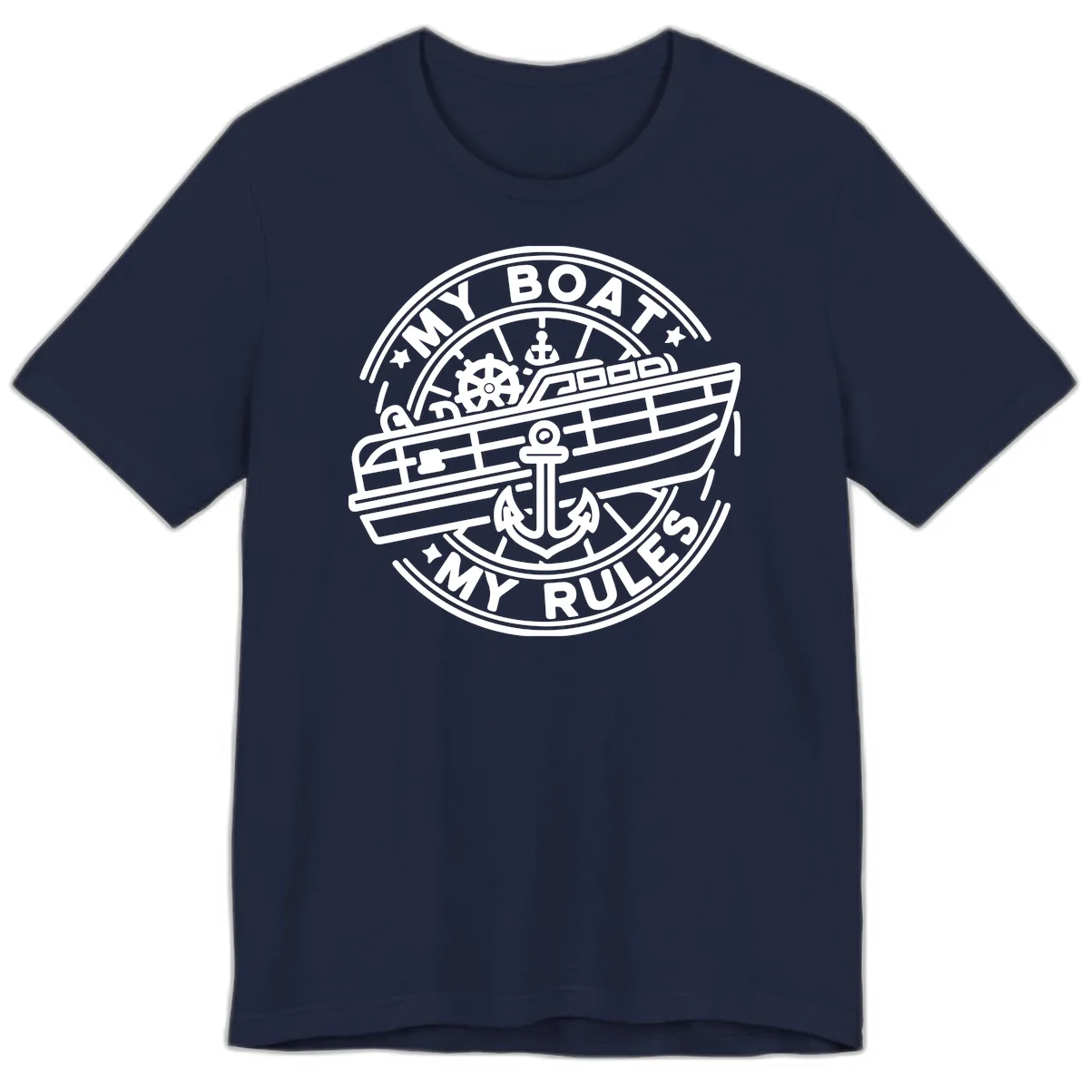 My Boat My Rules Nautical Stamp Premium T-Shirt in Navy