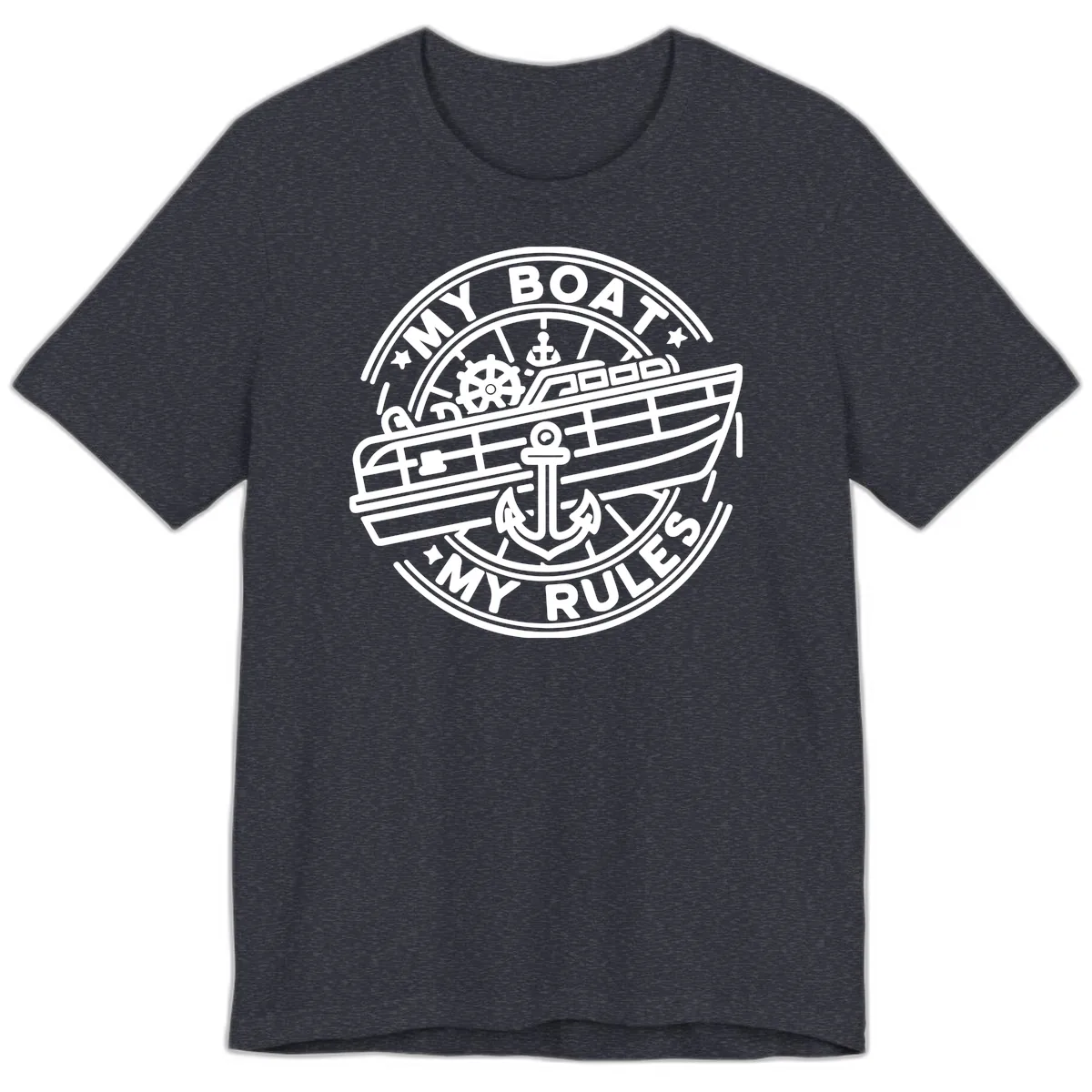 My Boat My Rules Nautical Stamp Premium T-Shirt in Heather Navy