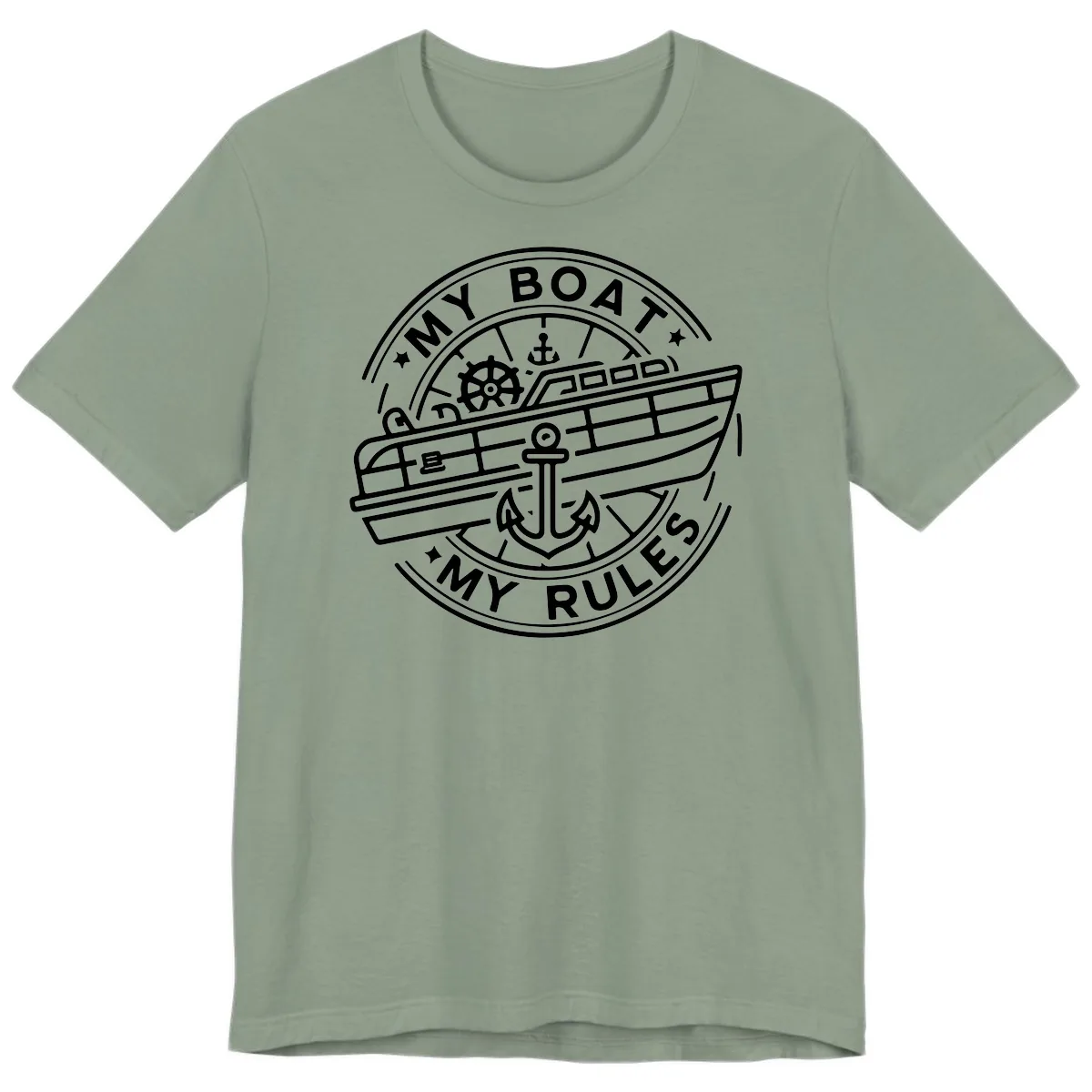 My Boat My Rules Nautical Stamp Premium T-Shirt in Sage