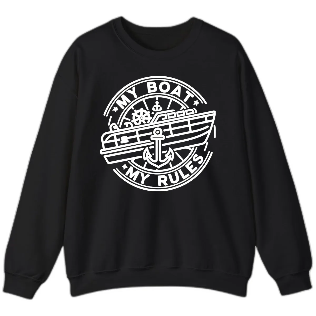 My Boat My Rules Nautical Stamp Sweatshirt in Black
