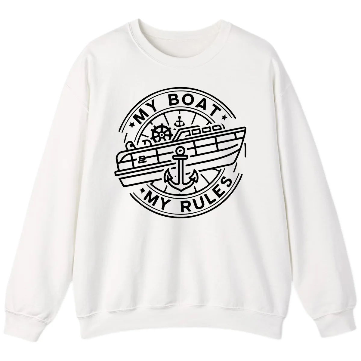 My Boat My Rules Nautical Stamp Sweatshirt in White