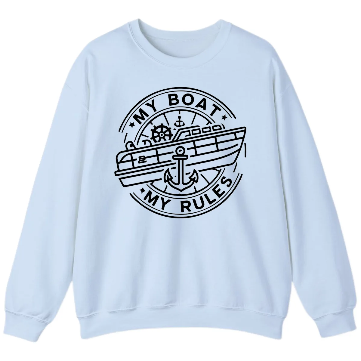 My Boat My Rules Nautical Stamp Sweatshirt in Light Blue