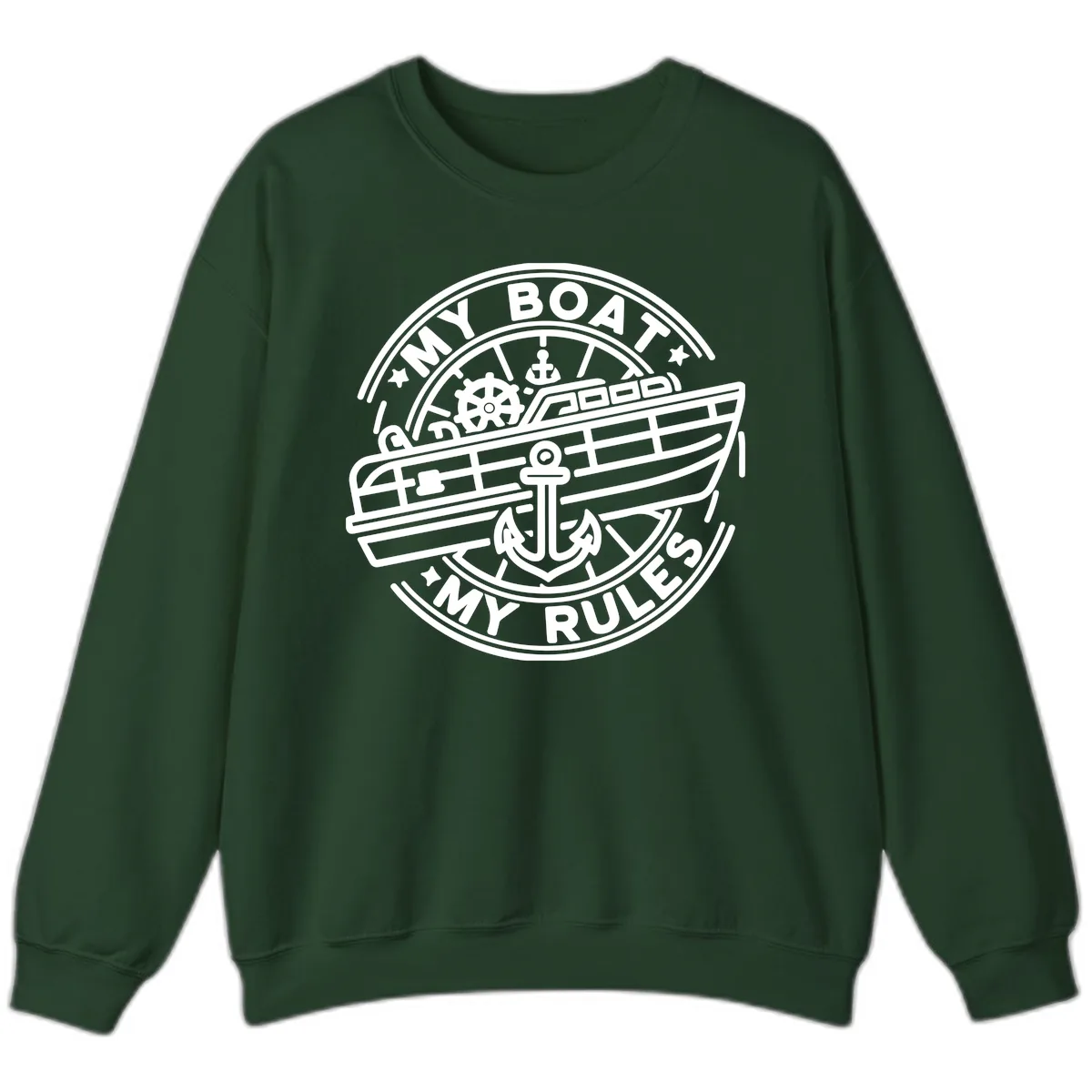 My Boat My Rules Nautical Stamp Sweatshirt in Forest Green
