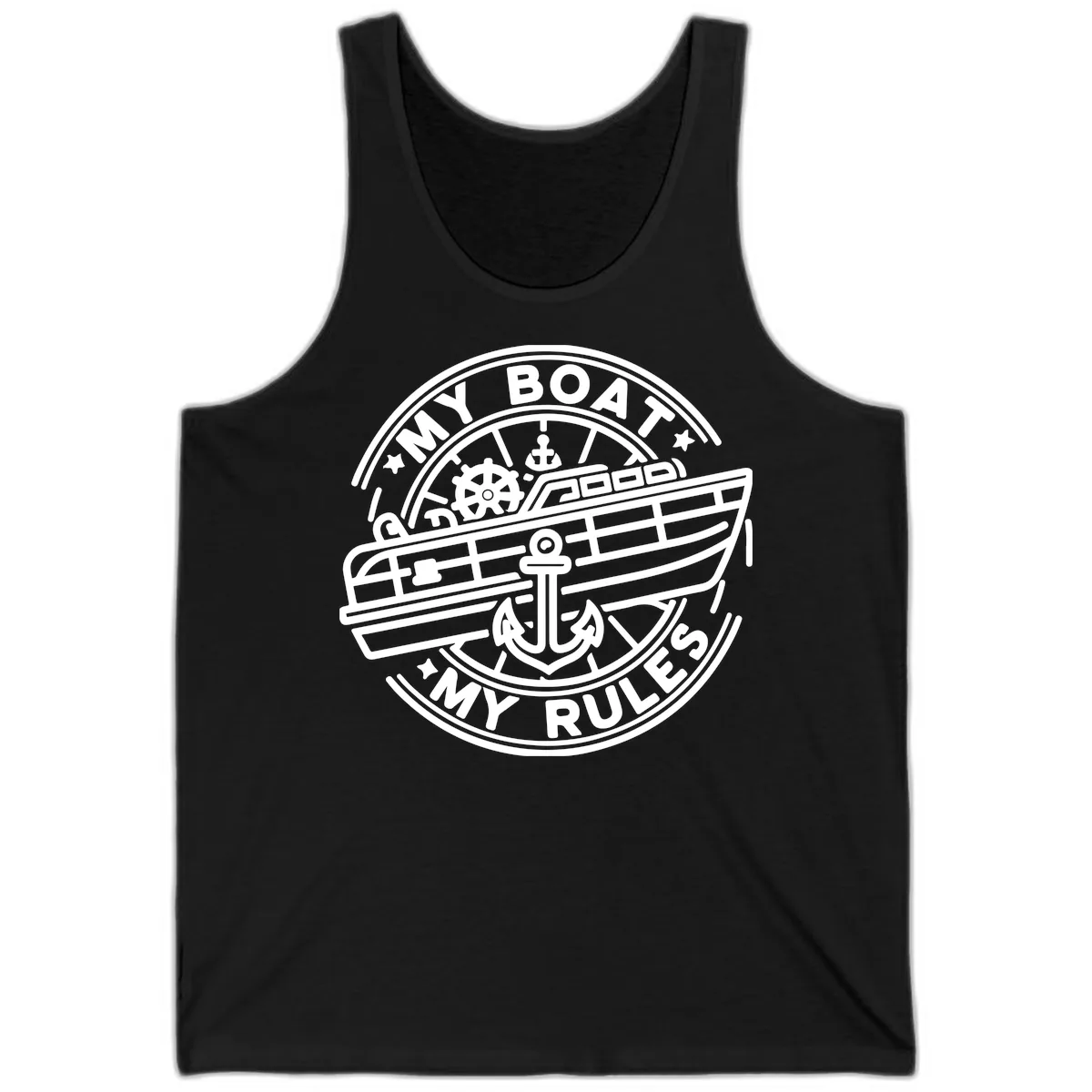 My Boat My Rules Nautical Stamp Tank in Black