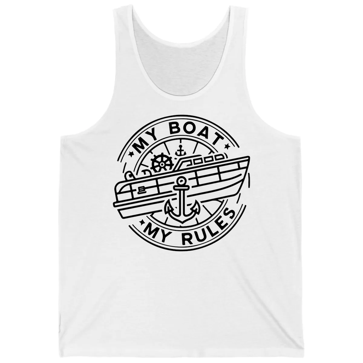 My Boat My Rules Nautical Stamp Tank in White