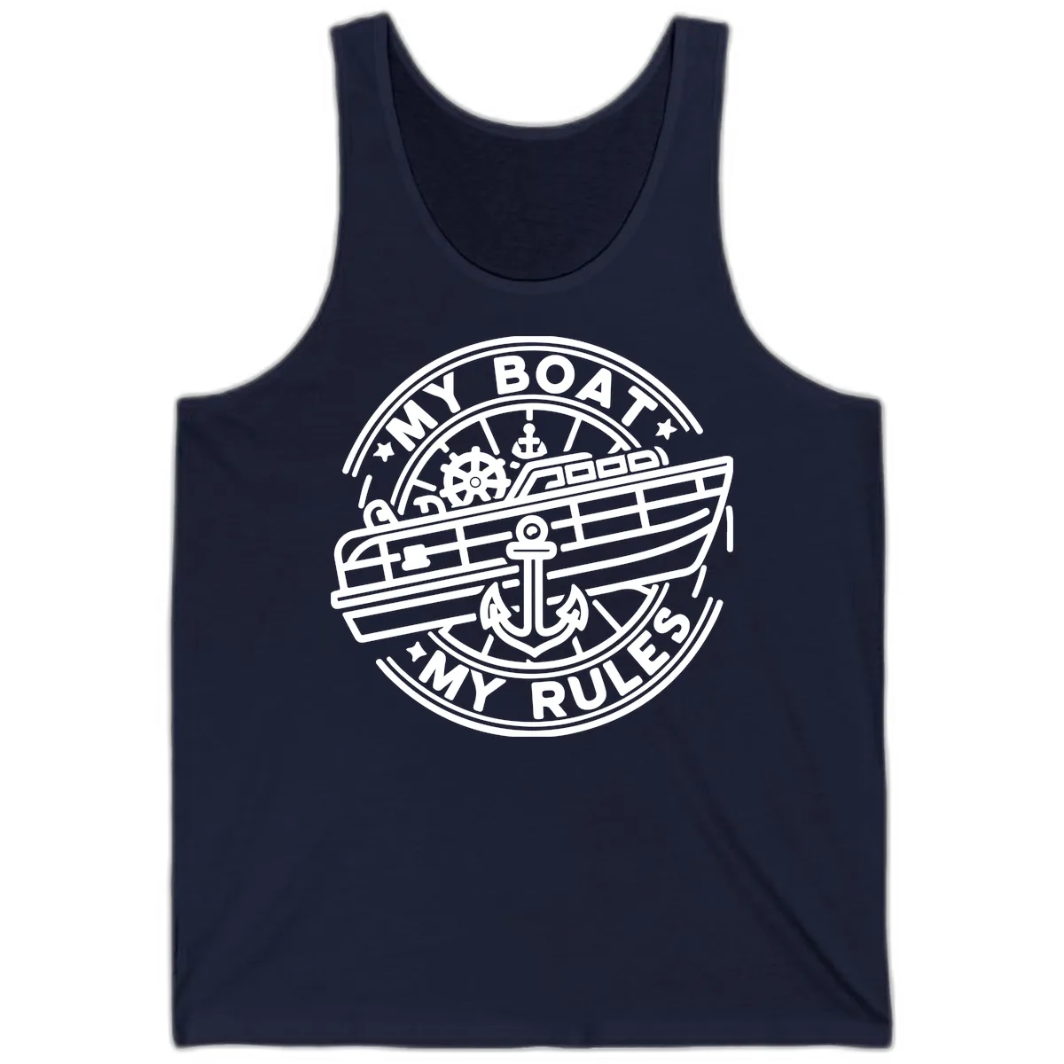 My Boat My Rules Nautical Stamp Tank in Navy