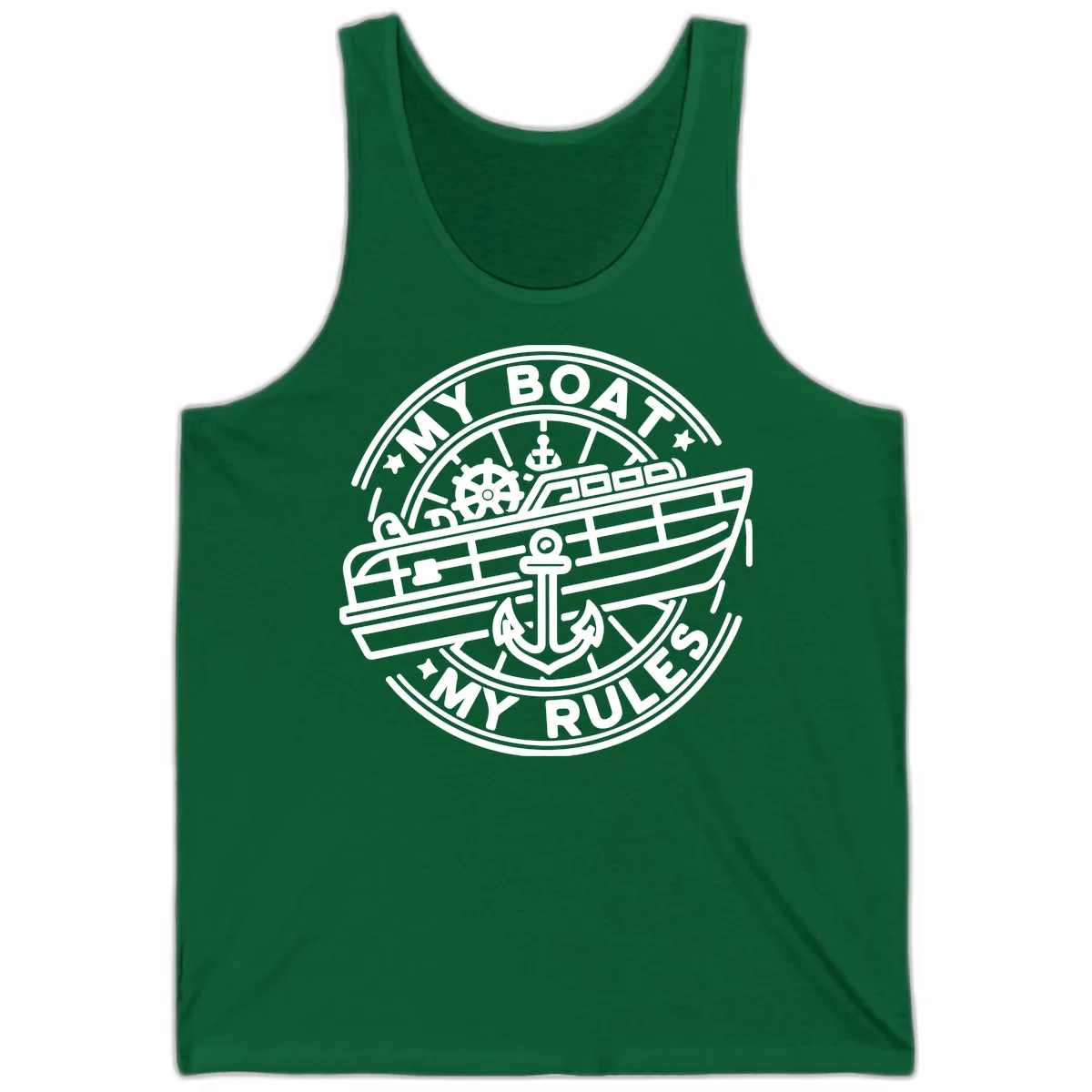 My Boat My Rules Nautical Stamp Tank in Kelly