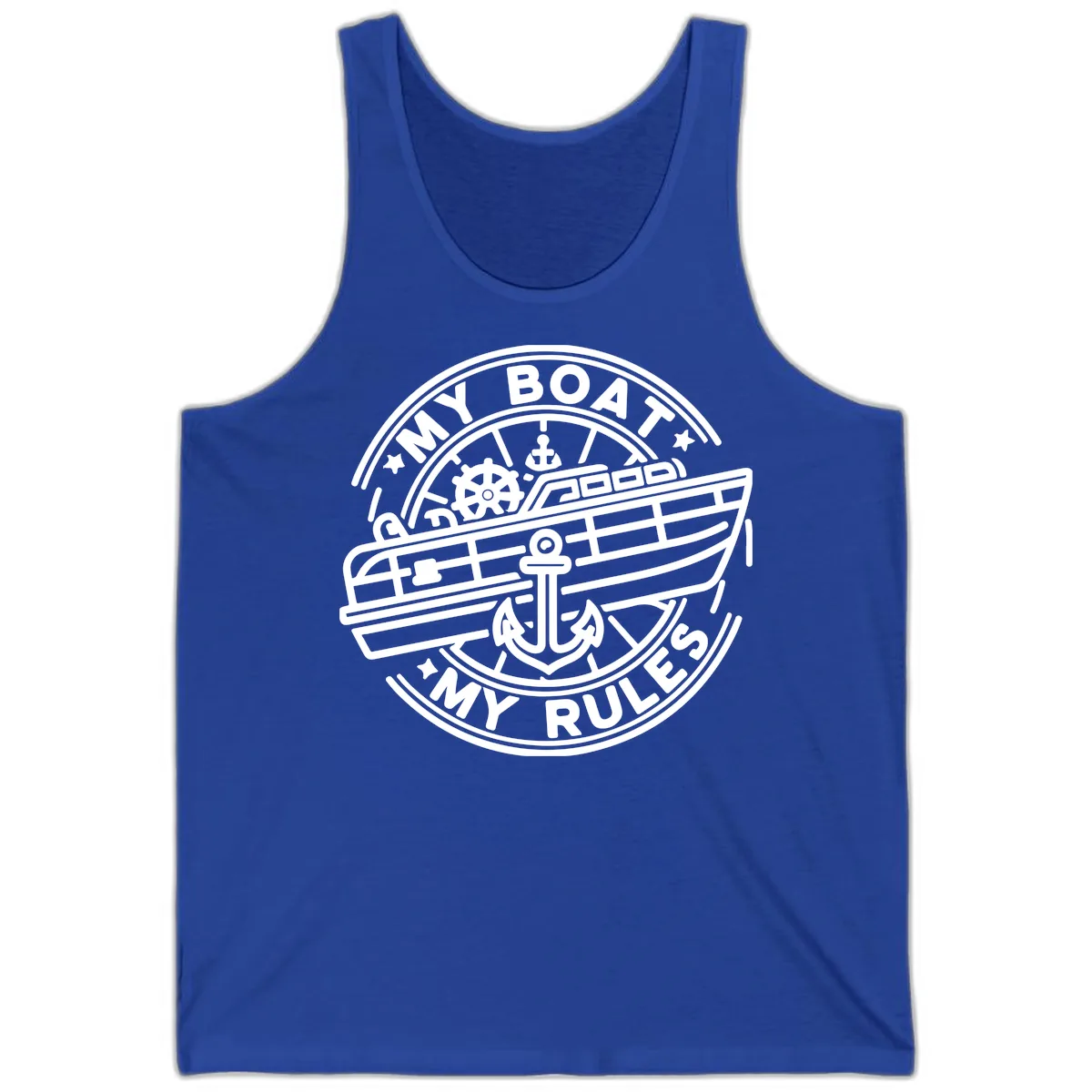 My Boat My Rules Nautical Stamp Tank in True Royal