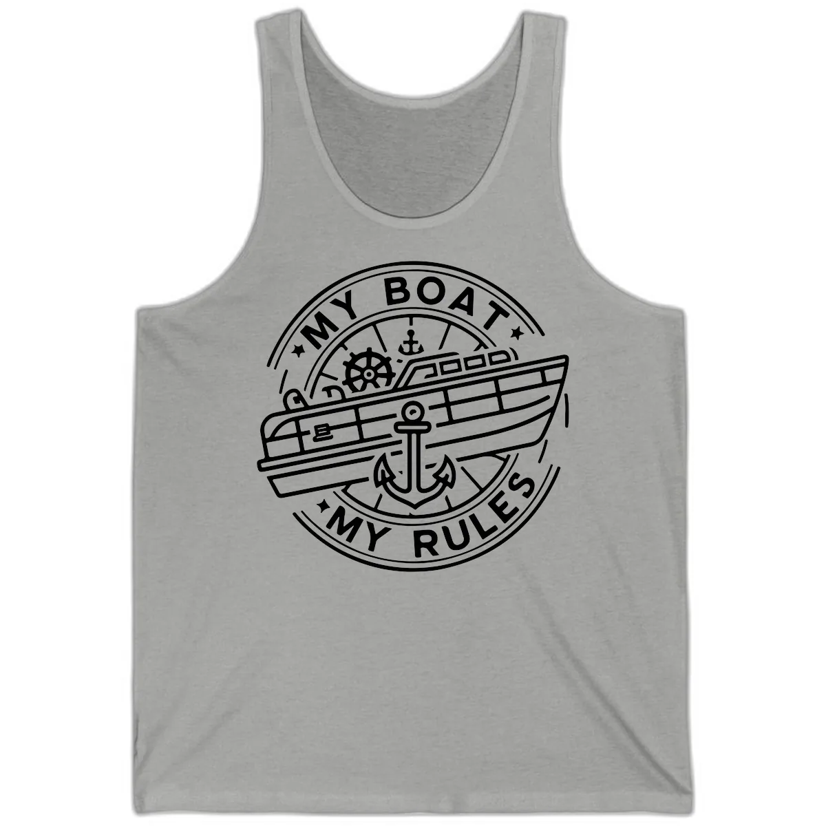 My Boat My Rules Nautical Stamp Tank in Athletic Heather