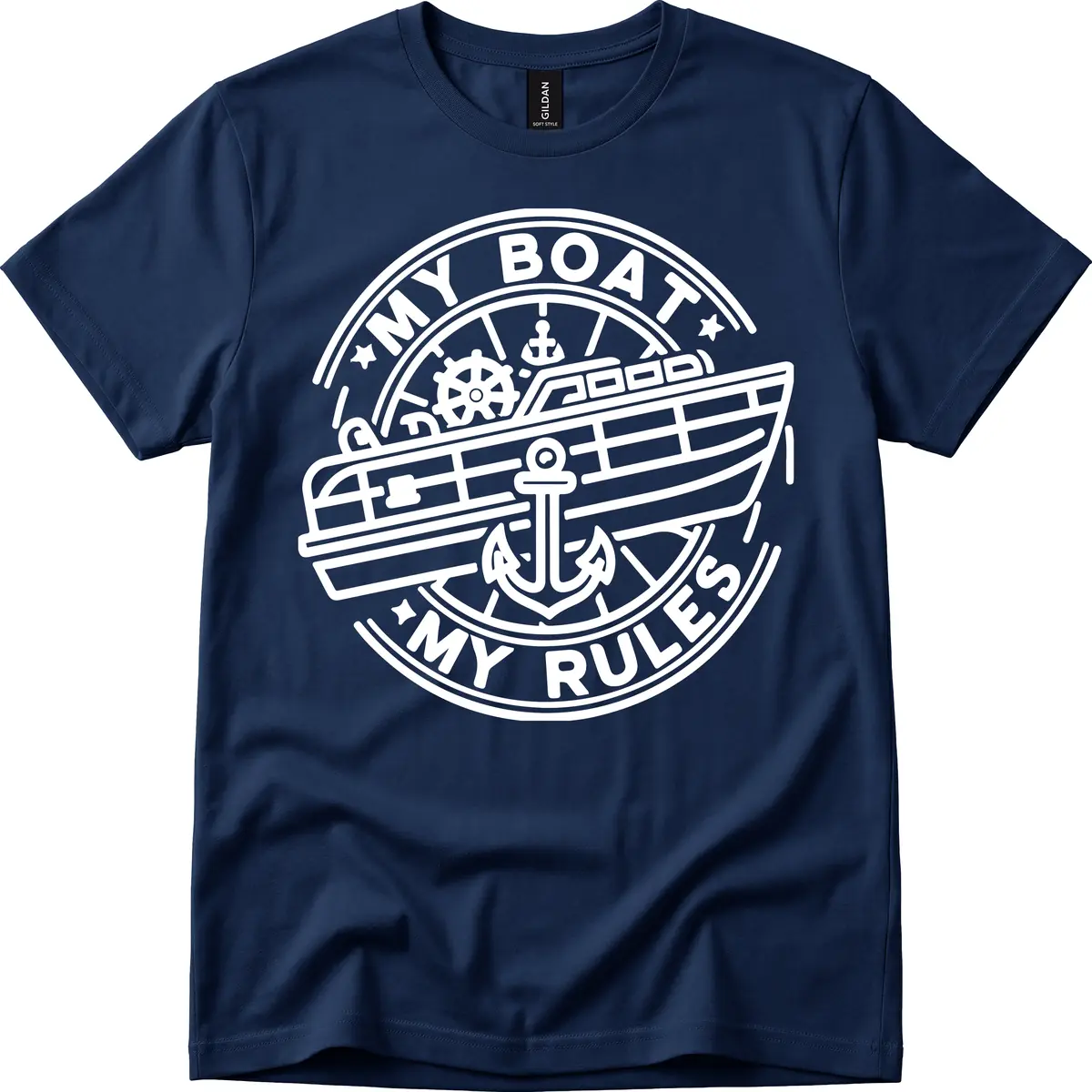 My Boat My Rules Nautical Stamp T-Shirt in Navy