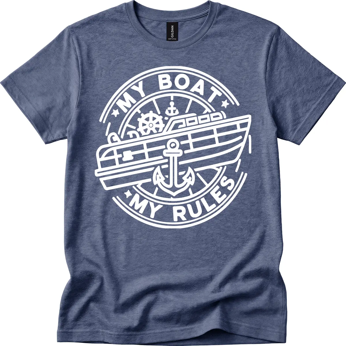 My Boat My Rules Nautical Stamp T-Shirt in Heather Navy