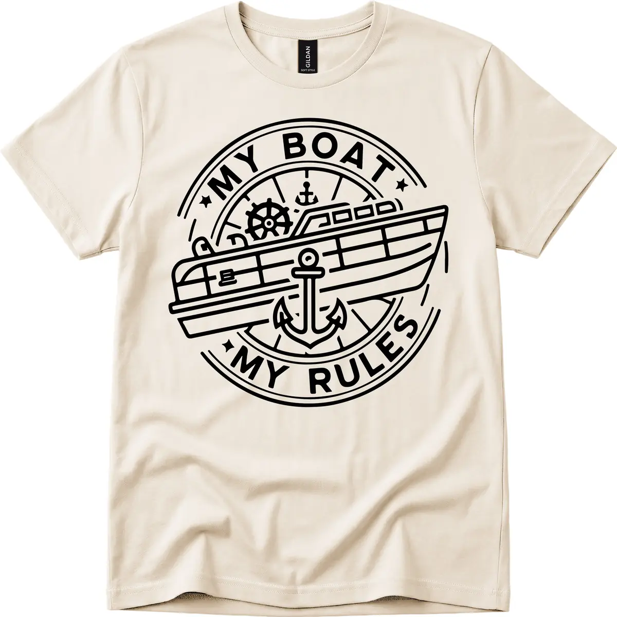 My Boat My Rules Nautical Stamp T-Shirt in Natural
