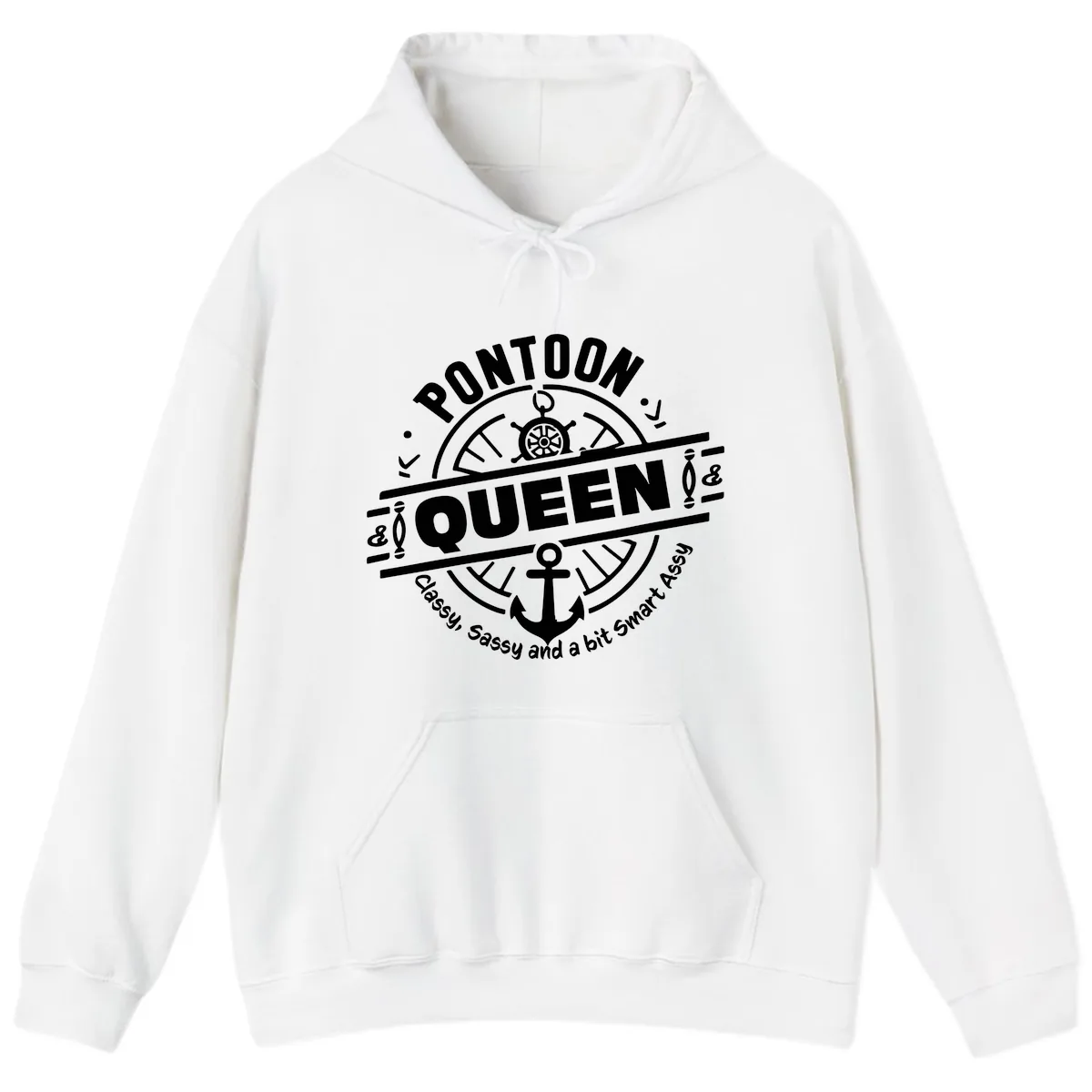 Pontoon Queen Nautical Design Hoodie in White