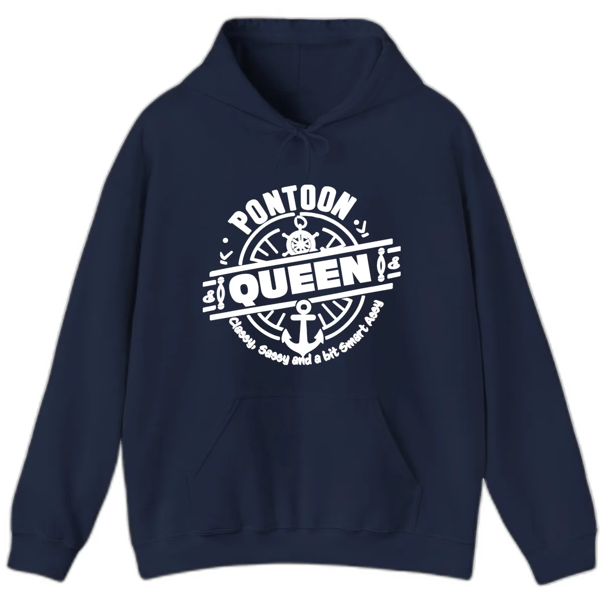 Pontoon Queen Nautical Design Hoodie in Navy