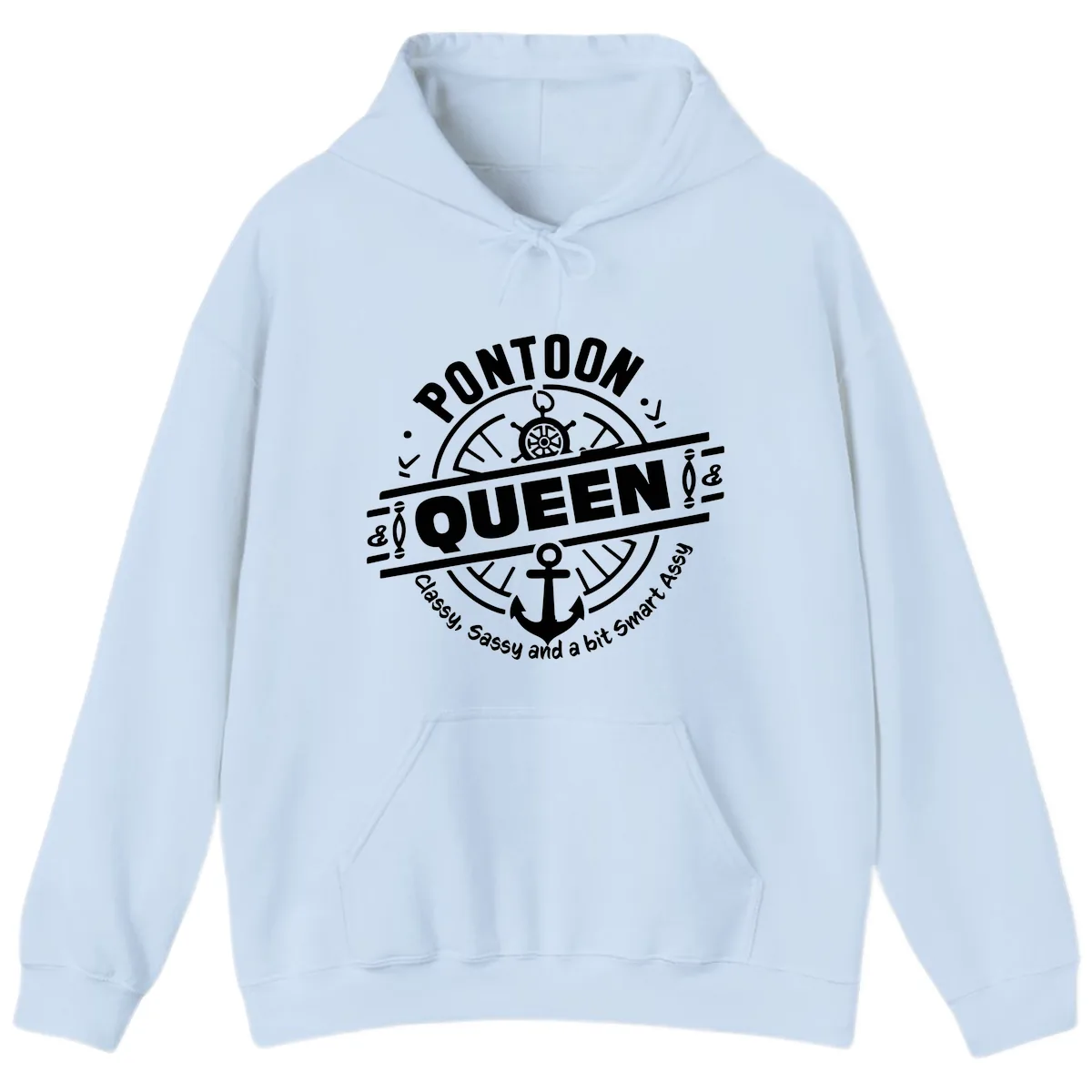 Pontoon Queen Nautical Design Hoodie in Light Blue
