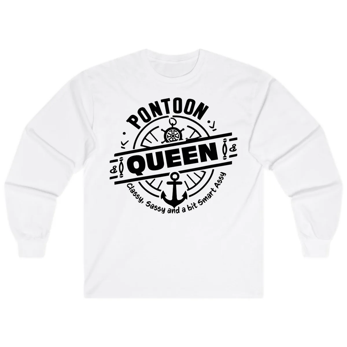 Pontoon Queen Nautical Design Long Sleeve in White