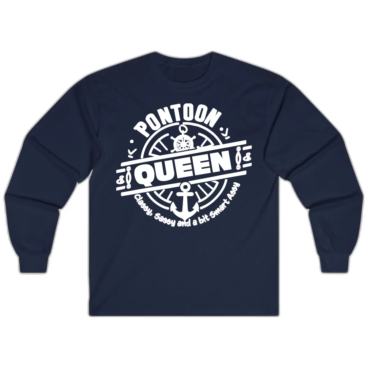 Pontoon Queen Nautical Design Long Sleeve in Navy