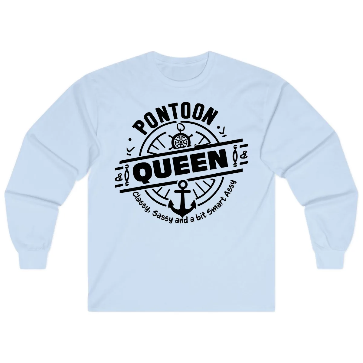 Pontoon Queen Nautical Design Long Sleeve in Light Blue