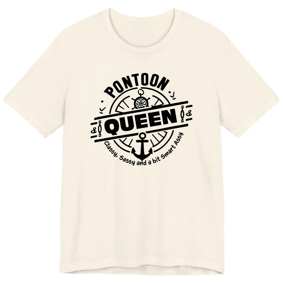 Pontoon Queen Nautical Design Premium T-Shirt in Natural
