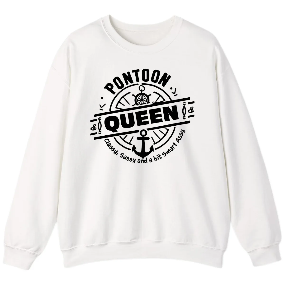 Pontoon Queen Nautical Design Sweatshirt in White
