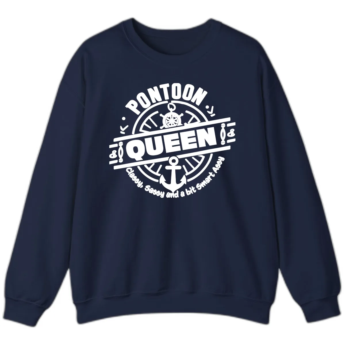 Pontoon Queen Nautical Design Sweatshirt in Navy