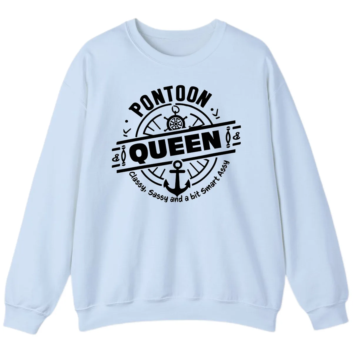 Pontoon Queen Nautical Design Sweatshirt in Light Blue